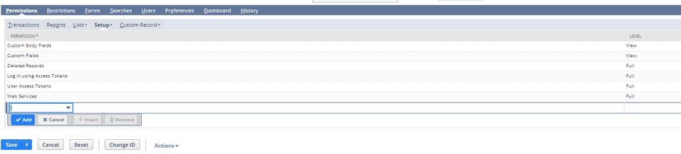 Permissions in Netsuite