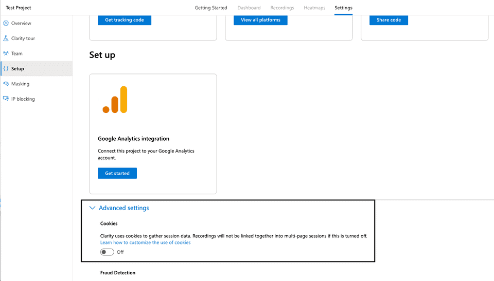 Microsoft Clarity cookie consent enabled