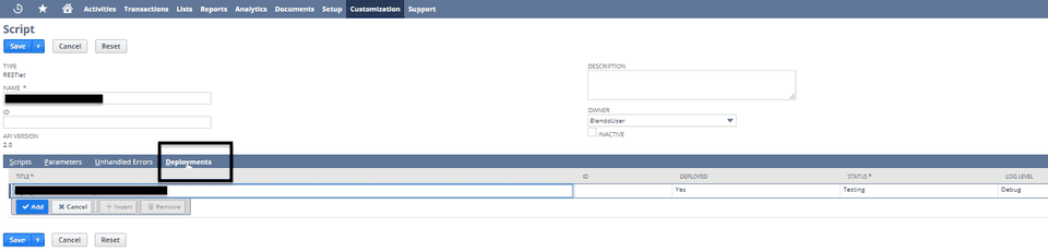 Script deployment NetSuite